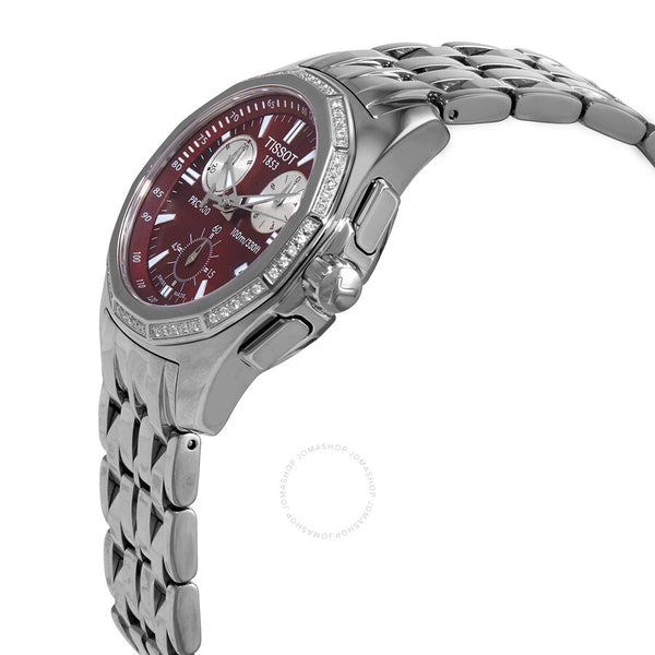 Tissot PRC 100 T-Sport Chronograph Quartz Diamond Red Dial Ladies Watch T22.1.486.81 - The Watches Men & Co #2