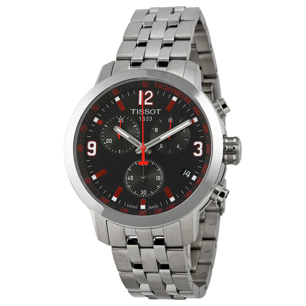 Tissot PRC 200 Chronograph Black Dial Stainless Steel Men's Watch T0554171105701 - The Watches Men & Co
