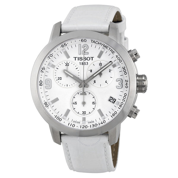 Tissot PRC 200 Chronograph White Dial Steel Watch T055.417.16.017.00 - The Watches Men & Co