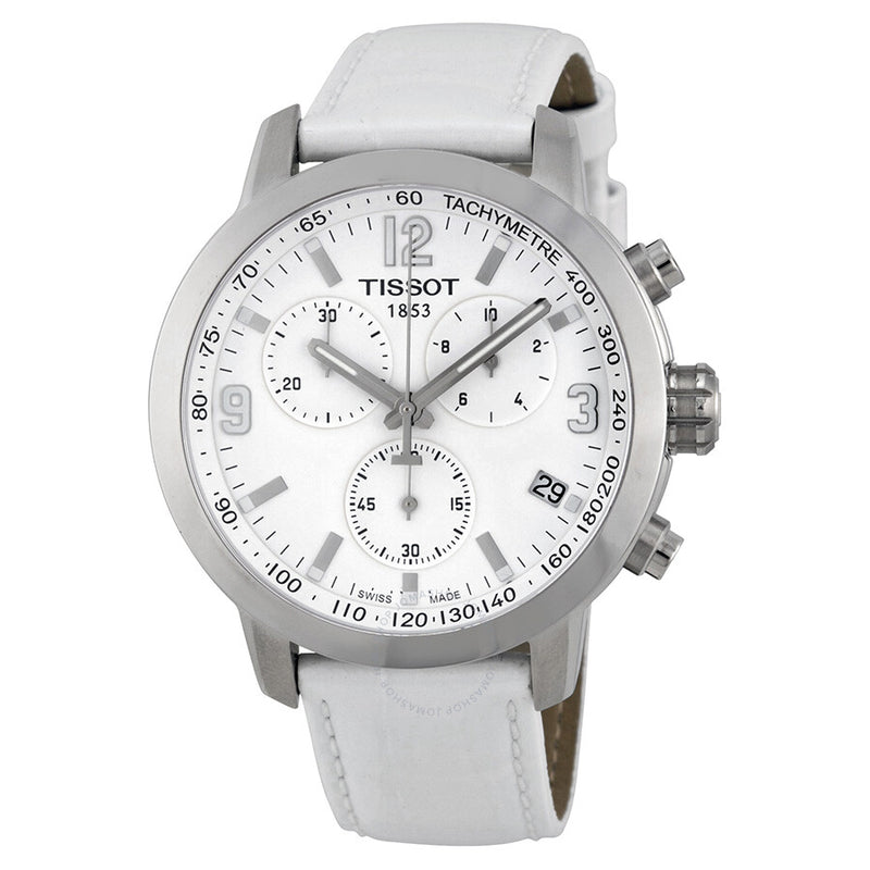 Tissot PRC 200 Chronograph White Dial Steel Watch T055.417.16.017.00 - The Watches Men & Co