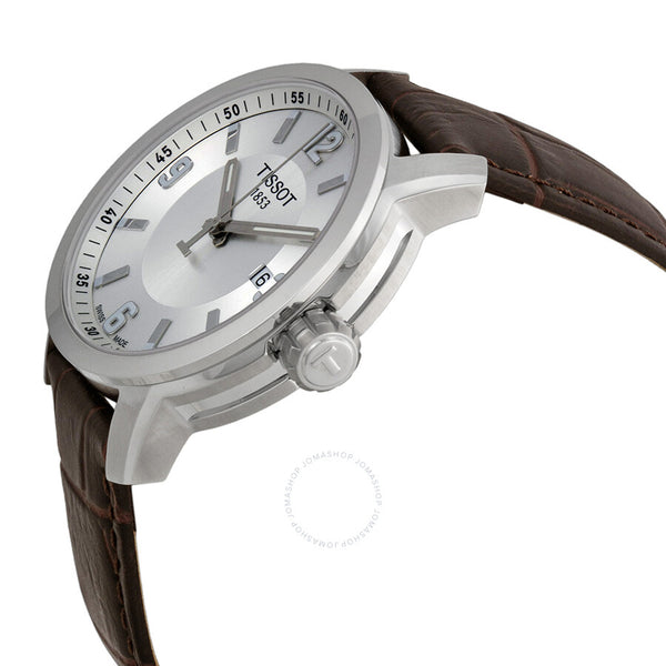 Tissot PRC 200 Quartz Silver Dial Brown Leather Men's Watch T0554101603700 - The Watches Men & Co #2