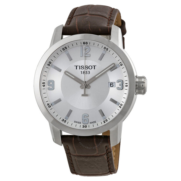 Tissot PRC 200 Quartz Silver Dial Brown Leather Men's Watch T0554101603700 - The Watches Men & Co