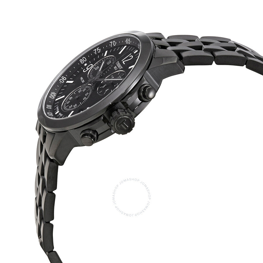 Tissot PRC 200 chronograph watch side angle view showing case profile and bracelet