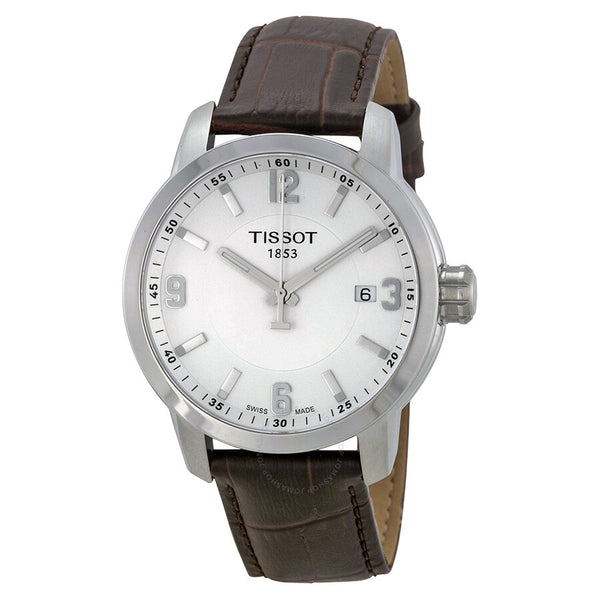 Tissot PRC 200 White Dial Brown Leather Men's Watch T0554101601701 - The Watches Men & Co