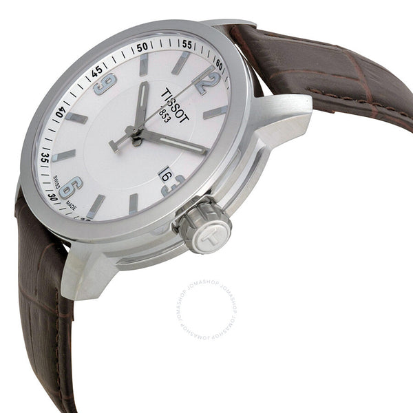 Tissot PRC 200 White Dial Brown Leather Men's Watch T0554101601701 - The Watches Men & Co #2