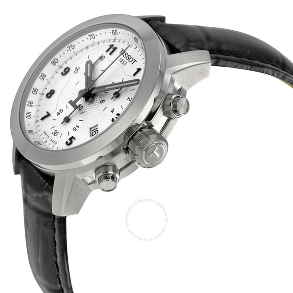 Tissot PRC200 Chronograph Silver Dial Black Leather Ladies Watch T0552171603202 - The Watches Men & Co #2