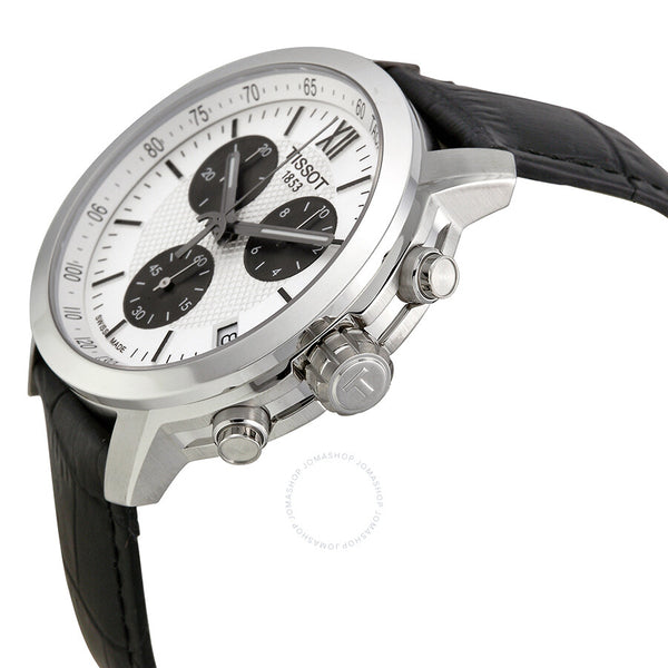 Tissot PRC200 Chronograph White Dial Black Leather Men's Watch T0554171603800 - The Watches Men & Co #2