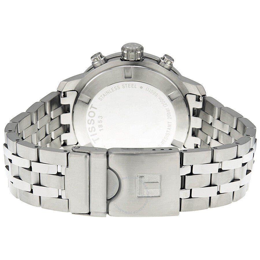 Tissot PRC200 stainless steel case back with engraved text and logo