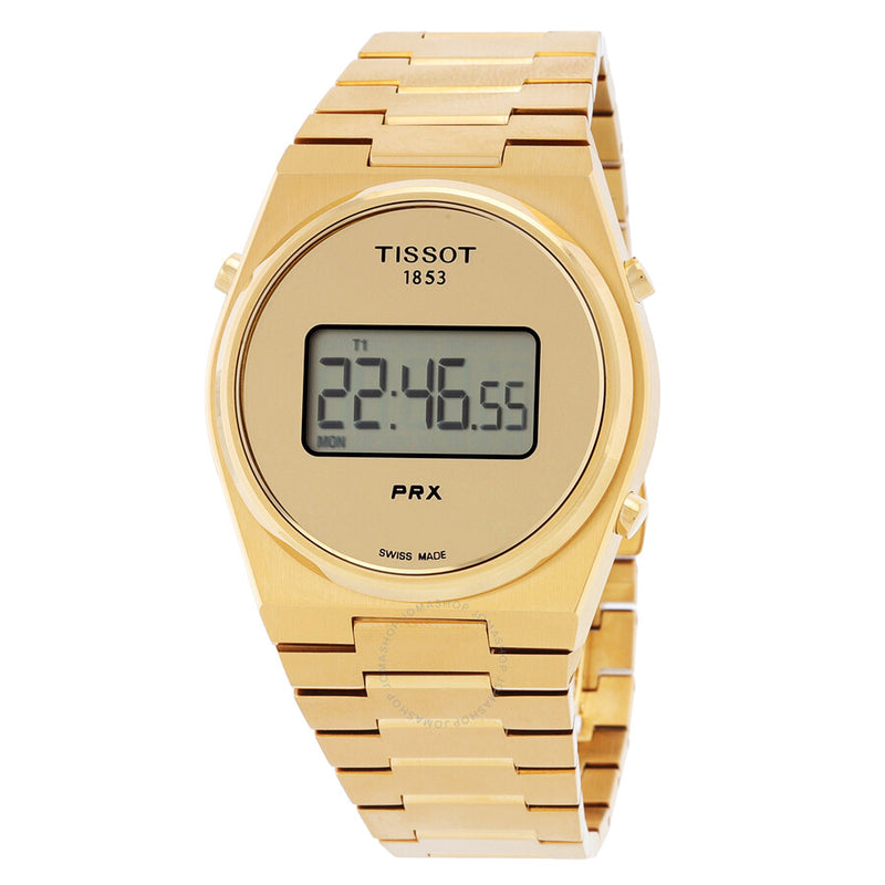 Tissot Prx Quartz Digital Gold Dial Unisex Watch T1374633302000 - The Watches Men & Co