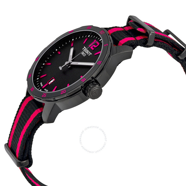 Tissot Quickster Black Dial Black and Hot Pink Nylon Ladies Watch T0954103705701 - The Watches Men & Co #2