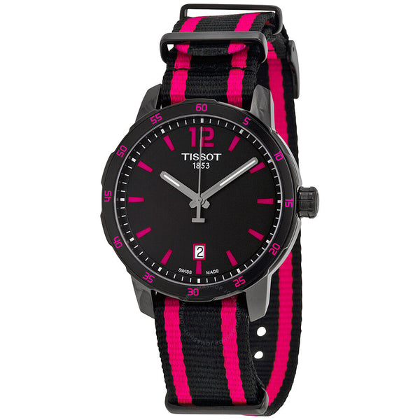 Tissot Quickster Black Dial Black and Hot Pink Nylon Ladies Watch T0954103705701 - The Watches Men & Co
