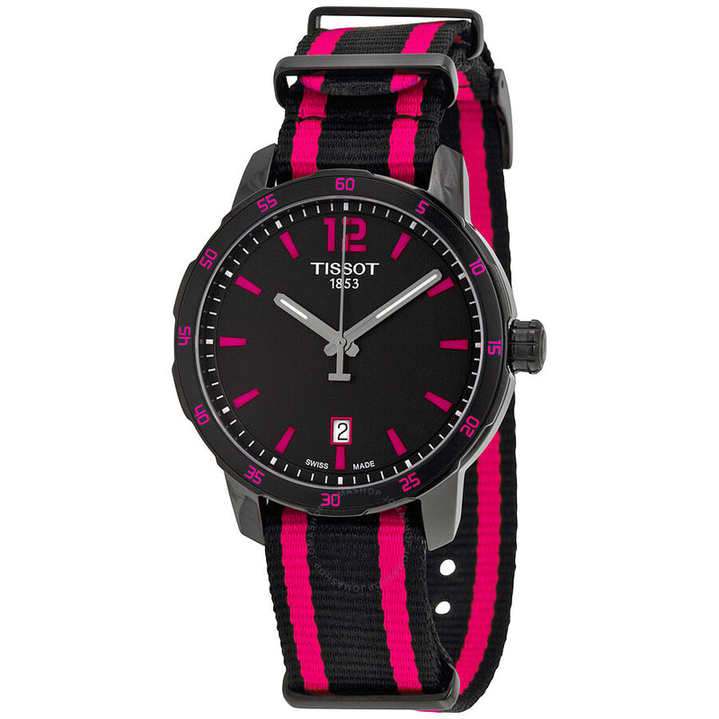 Tissot Quickster Black Dial Black and Hot Pink Nylon Ladies Watch T0954103705701 - The Watches Men & Co