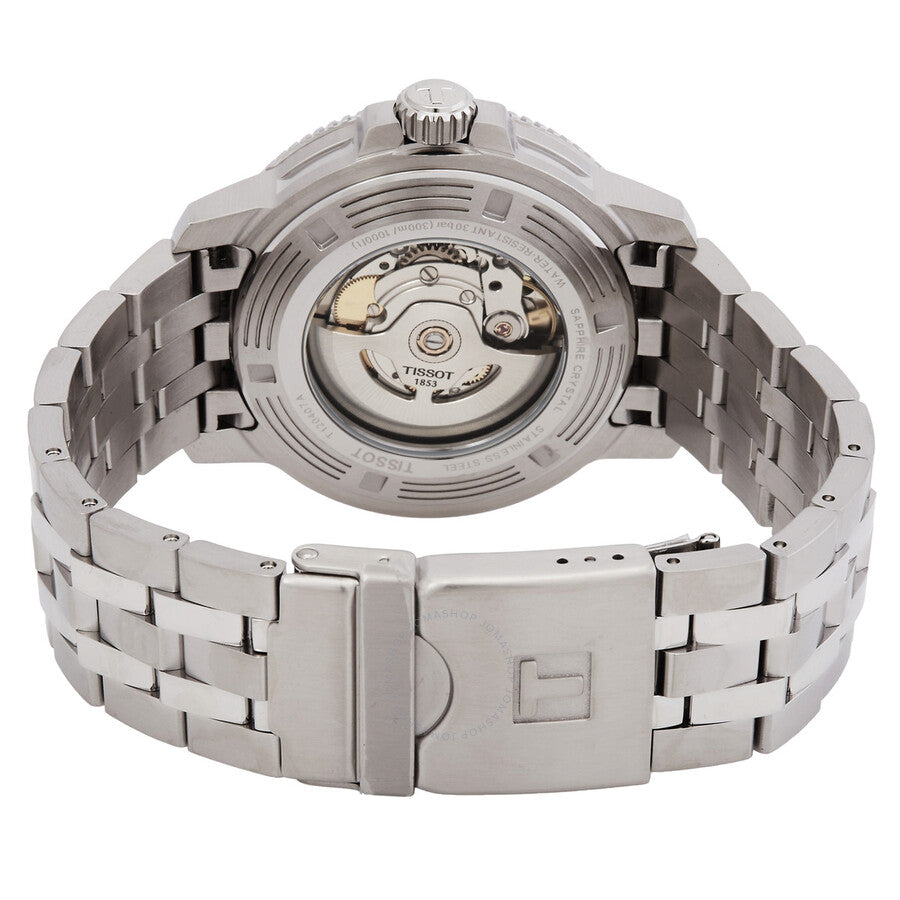 Tissot Seastar 1000 caseback showing automatic movement and Tissot branding