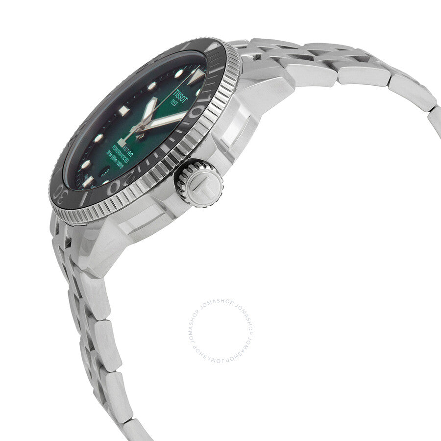 Side profile of Tissot Seastar Automatic watch showing case and strap