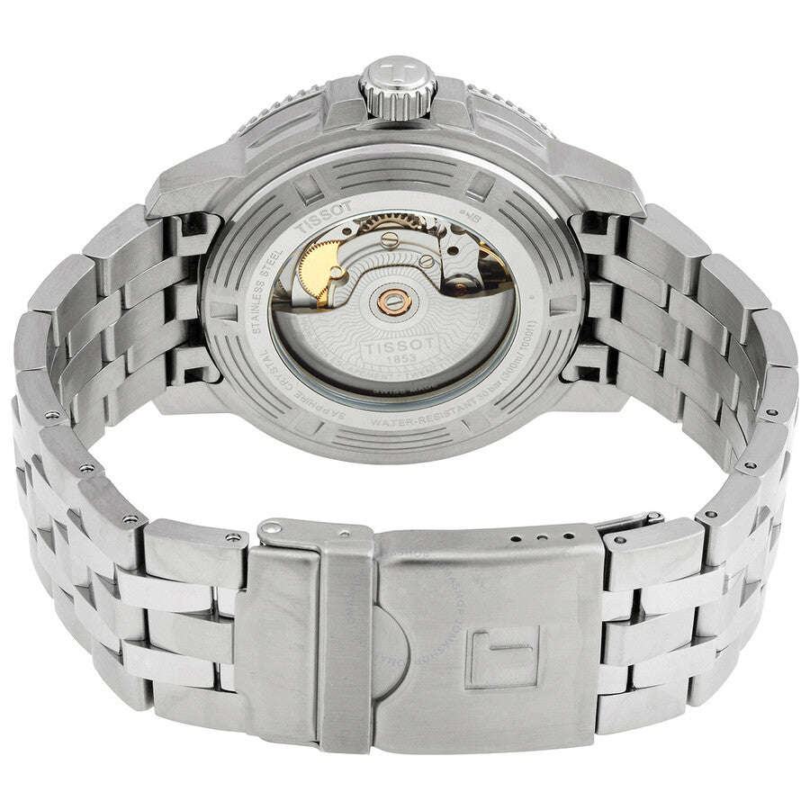 Tissot Seastar Automatic caseback showing automatic movement and transparent window