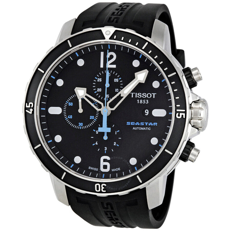 Tissot Seastar Chronograph Automatic Black Dial Men's Watch T0664271705700 - The Watches Men & Co