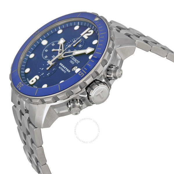 Tissot Seastar Chronograph Automatic Blue Dial Stainless Steel Men's Watch T0664271104702 - The Watches Men & Co #2