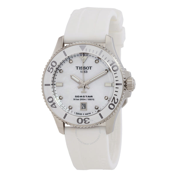 Tissot Seastar Quartz Diamond White Mother of Pearl Dial Unisex Watch T120.210.17.116.00 - The Watches Men & Co