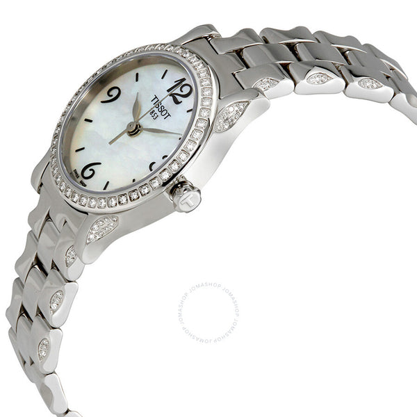 Tissot Stylis-T White Mother of Pearl Dial Diamond Ladies Watch T028.210.11.117.00 - The Watches Men & Co #2