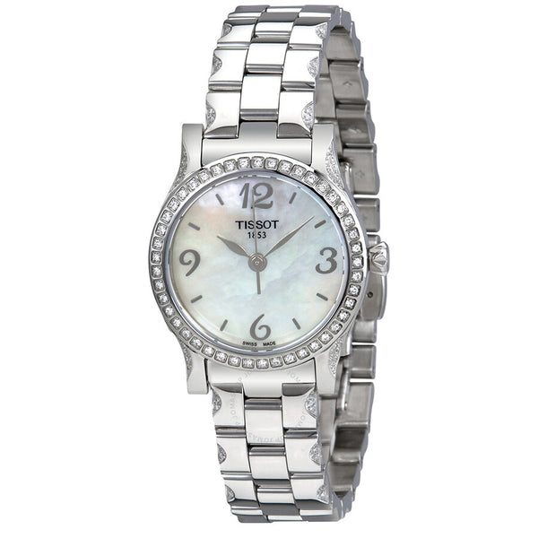 Tissot Stylis-T White Mother of Pearl Dial Diamond Ladies Watch T028.210.11.117.00 - The Watches Men & Co