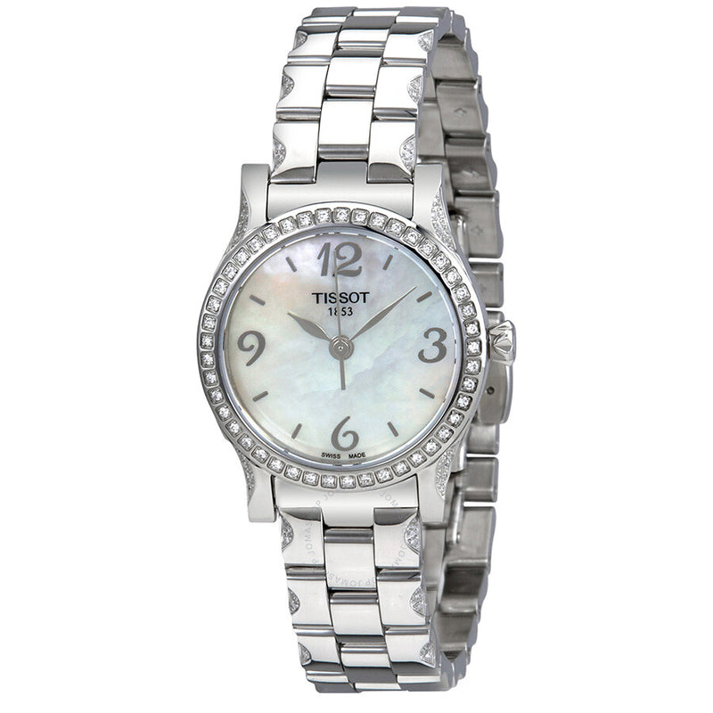 Tissot Stylis-T White Mother of Pearl Dial Diamond Ladies Watch T028.210.11.117.00 - The Watches Men & Co