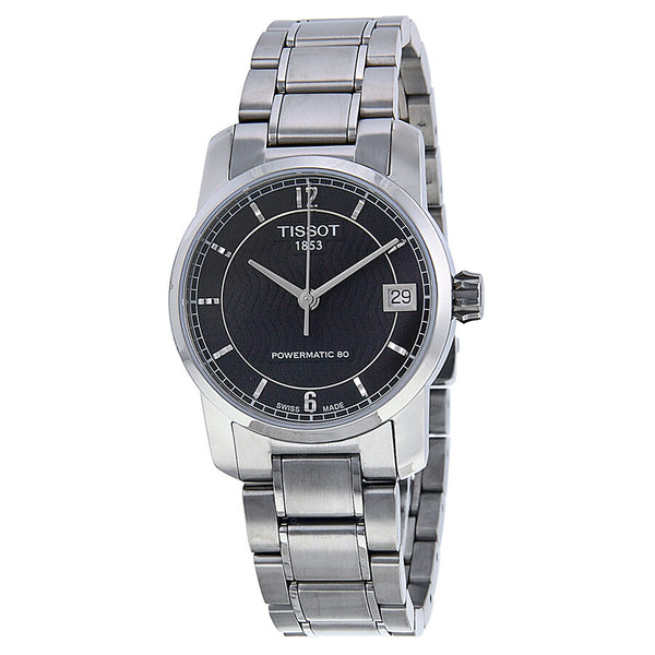 Tissot T-Classic Automatic Black Dial Titanium Ladies Watch T0872074405700 - The Watches Men & Co