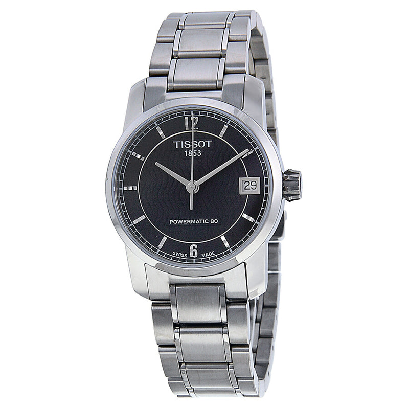 Tissot T-Classic Automatic Black Dial Titanium Ladies Watch T0872074405700 - The Watches Men & Co