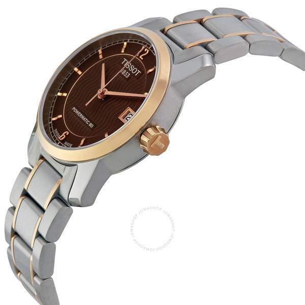 Tissot T-Classic Automatic Brown Dial Ladies Watch T0872075529700 - The Watches Men & Co #2