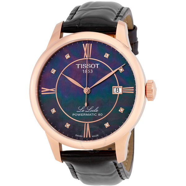 Tissot T-Classic Automatic Diamond Black Mother of Pearl Ladies Watch T006.407.36.126.00 - The Watches Men & Co