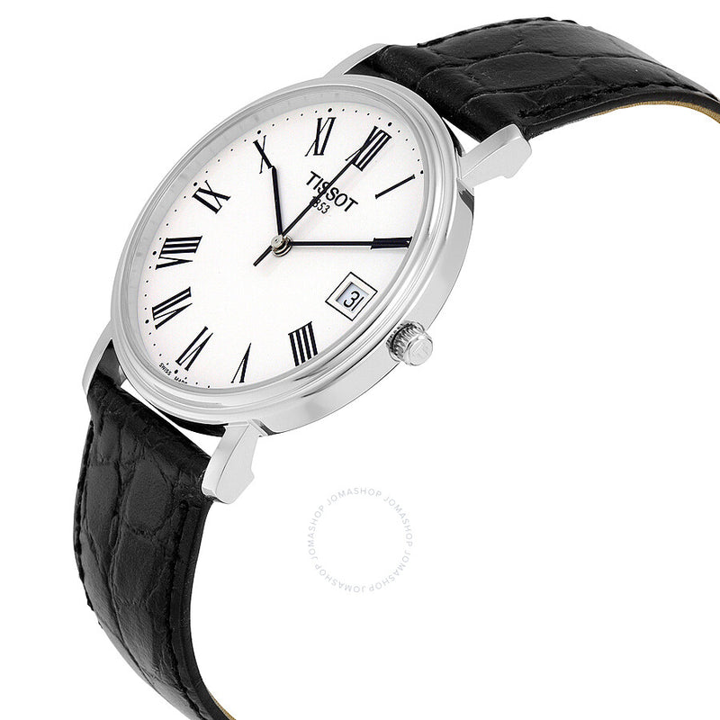 Tissot T-Classic Desire White Dial Black Leather Men's Watch T52142113 - The Watches Men & Co #2
