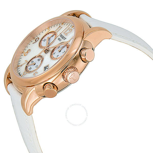 Tissot T-Classic Dressport Chronograph Mother of Pearl Dial White Leather Ladies Watch T050.217.36.112.00 - The Watches Men & Co #2