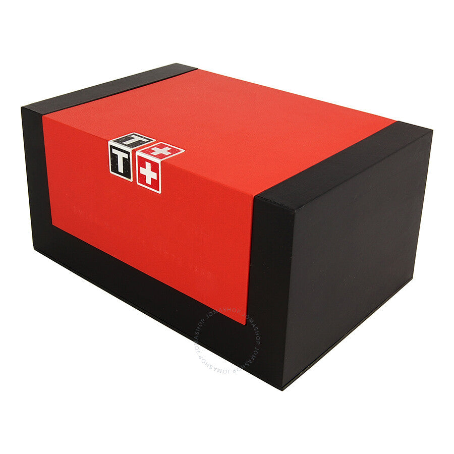Tissot red and black presentation box with Swiss flag logo