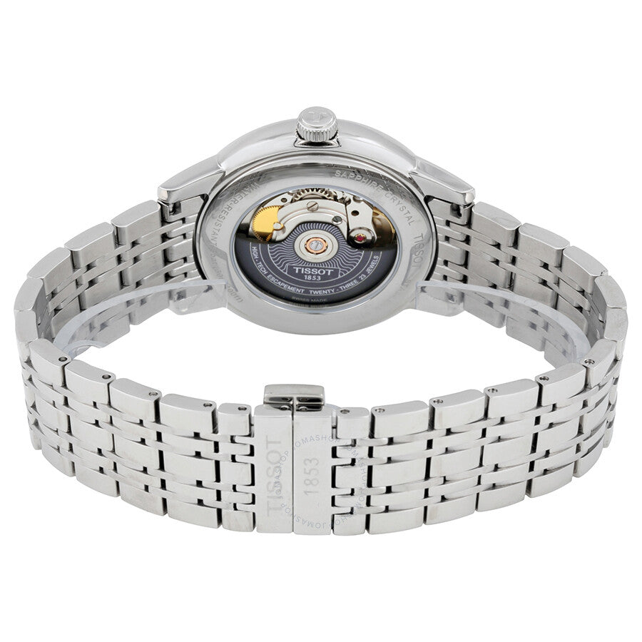 Caseback view showing Tissot Powermatic automatic movement with rotor visible