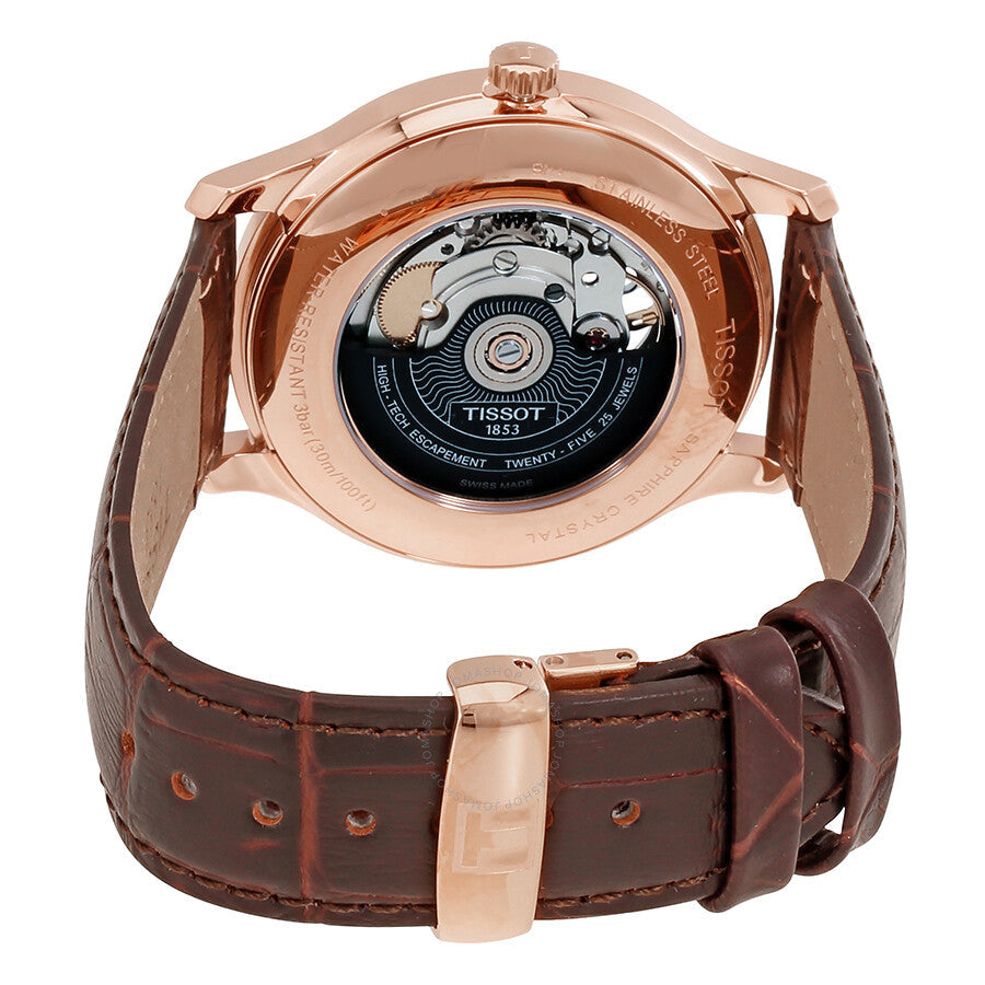 Tissot T-Classic Tradition open caseback showing Powermatic 80 automatic movement