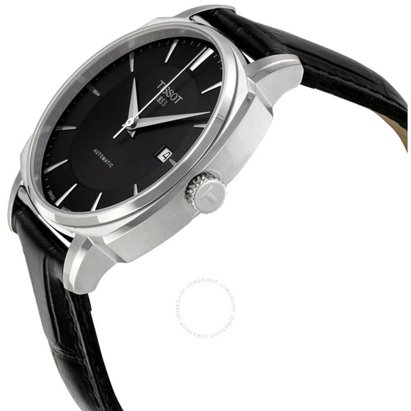 Tissot T-Lord Black Dial Automatic Black Leather Men's Watch T0595071605100 - The Watches Men & Co #2