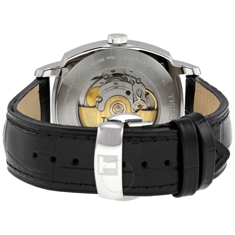 Tissot T-Lord Black Dial Automatic Black Leather Men's Watch T0595071605100 - The Watches Men & Co #3
