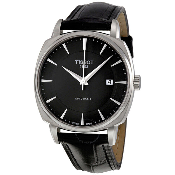 Tissot T-Lord Black Dial Automatic Black Leather Men's Watch T0595071605100 - The Watches Men & Co
