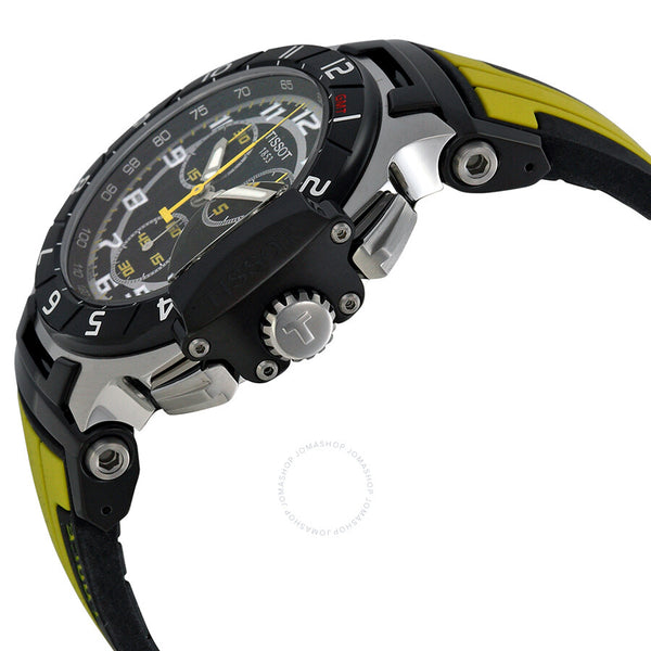 Tissot T-Race Chronograph Black Dial Black and Yellow Rubber Men's Watch T0484172705713 - The Watches Men & Co #2