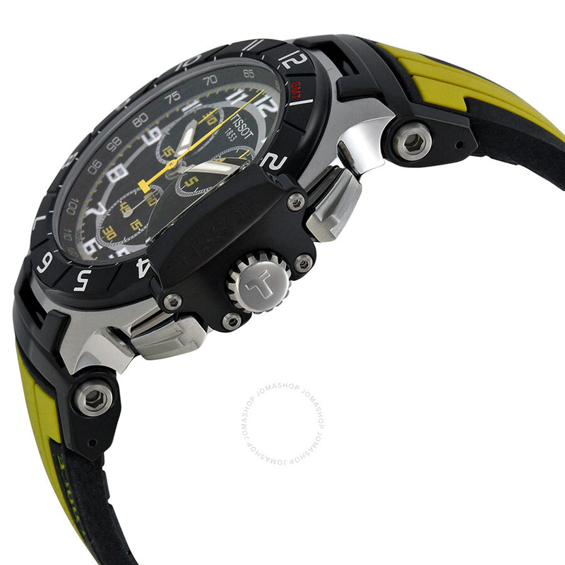 Tissot T-Race Chronograph Black Dial Black and Yellow Rubber Men's Watch T0484172705713 - The Watches Men & Co #2