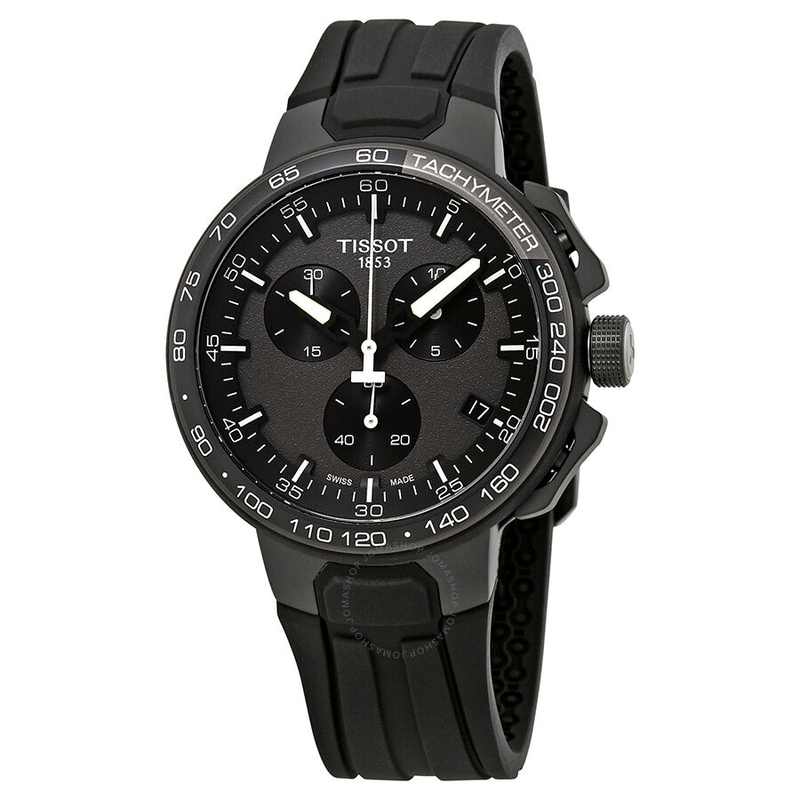 Tissot T-Race Cycling Chronograph black dial chronograph watch with black rubber strap