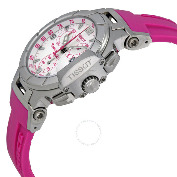 Tissot T-Race White Dial Pink Rubber Ladies Watch T0482171701701 - The Watches Men & Co #2