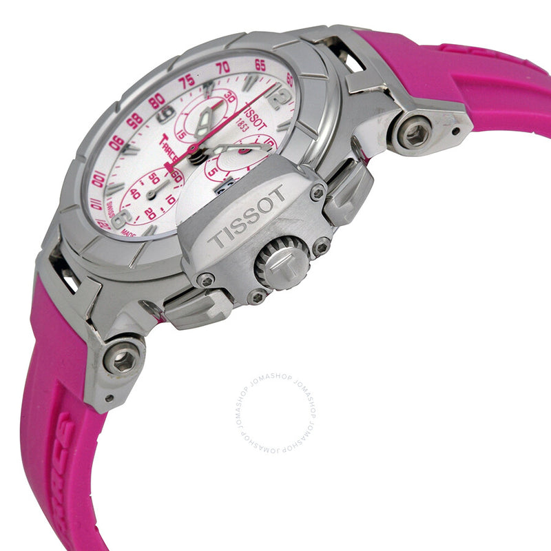Tissot T-Race White Dial Pink Rubber Ladies Watch T0482171701701 - The Watches Men & Co #2