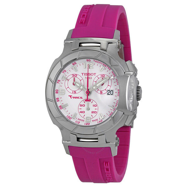 Tissot T-Race White Dial Pink Rubber Ladies Watch T0482171701701 - The Watches Men & Co