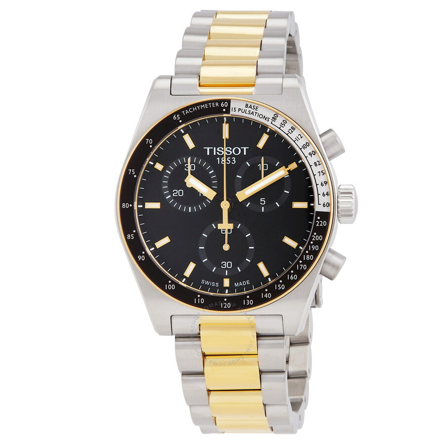 Tissot T-Sport Chronograph black dial with two-tone steel and gold bracelet