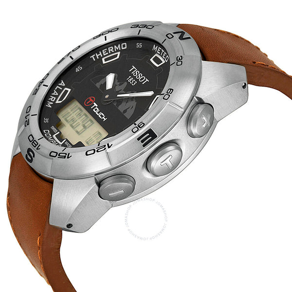 Tissot T-Touch Black Dial Tan Leather Men's Watch T013.420.16.051.10 - The Watches Men & Co #2