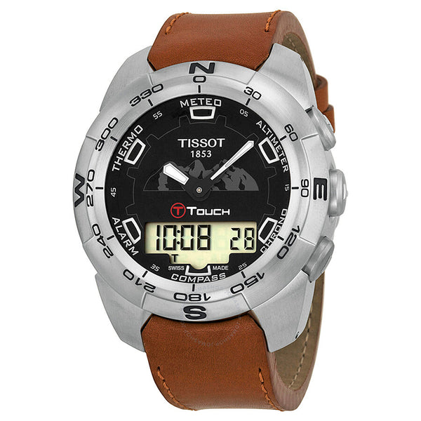 Tissot T-Touch Black Dial Tan Leather Men's Watch T013.420.16.051.10 - The Watches Men & Co