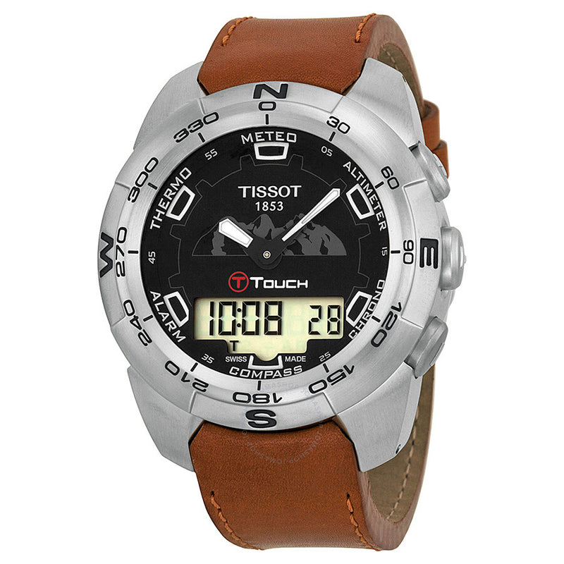 Tissot T-Touch Black Dial Tan Leather Men's Watch T013.420.16.051.10 - The Watches Men & Co
