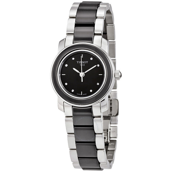 Tissot T-Trend Black Ceramic Diamond Ladies Watch T0642102205600 - The Watches Men & Co