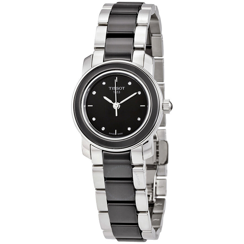 Tissot T-Trend Black Ceramic Diamond Ladies Watch T0642102205600 - The Watches Men & Co