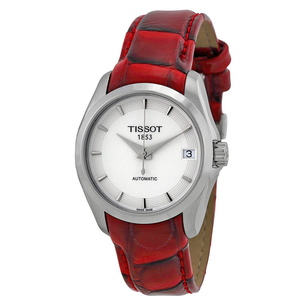 Tissot Couturier White Dial Red Leather Ladies Watch T035.207.16.011.01 - The Watches Men & Co